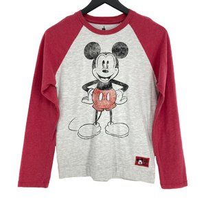 DISNEYLAND RESORT Disney Parks Mickey Mouse The One & Only Red Grey Raglan Shirt